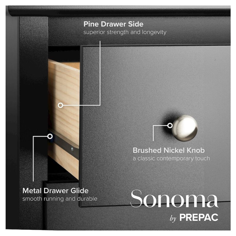 Prepac Black Sonoma 5 Drawer Chest