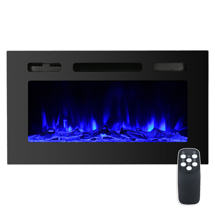 MONDAWE 30" Recessed Wall-Mounted Electric Fireplace 5000 BTU Heater with Remote Control