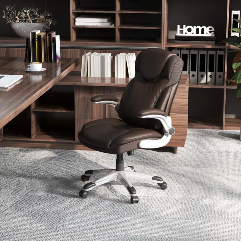 Ergonomic High-Back Office Chair with Flip-Up Armrests and Smooth Rocking Function