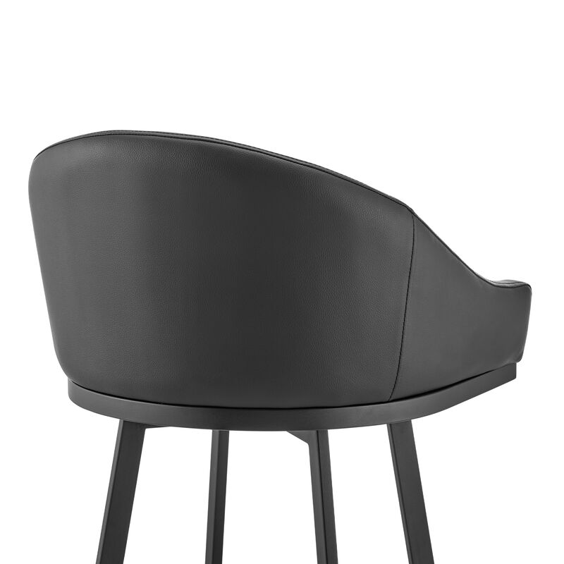 Noran Swivel Stool in Black Metal with Grey Faux Leather