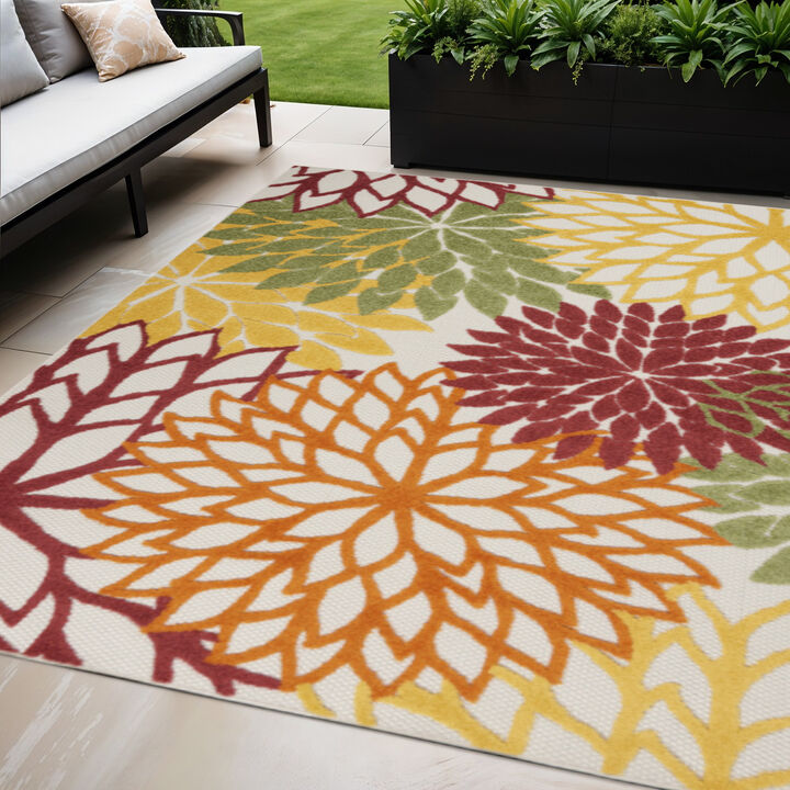 Floral Indoor Outdoor Area Rug