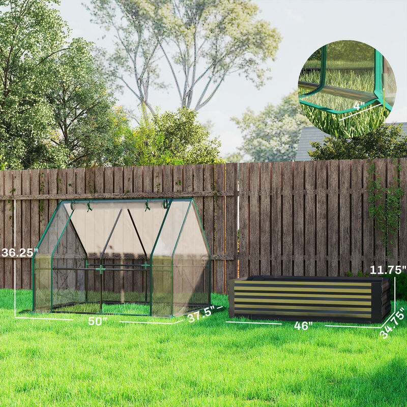 Hivvago Raised Garden Bed with Mini Greenhouse 4x3x1 ft image number 2
