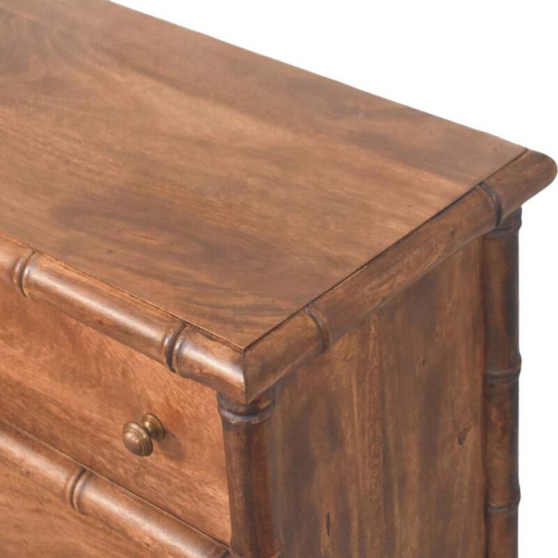 Artisan Furniture Solid Wood Bamboo Carved 3-Drawer Chest ,Brown,3-Drawer image number 5