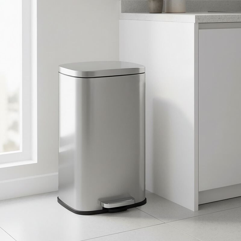 Kitchen Step Trash Can Stainless Steel with Foot Pedal Lid image number 6