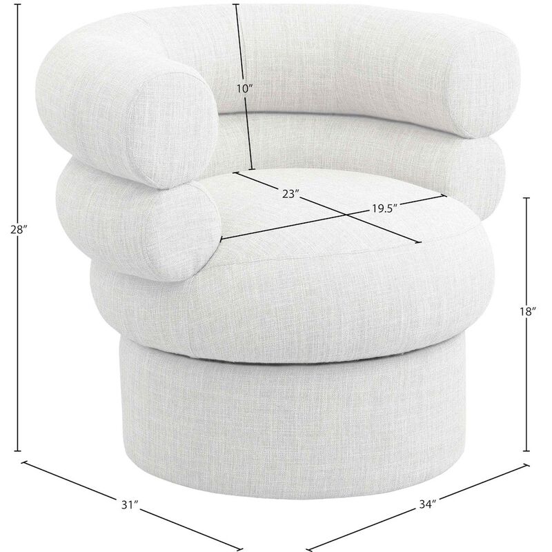 Meridian Furniture Valentina Cream Linen Textured Fabric Accent Swivel Chair