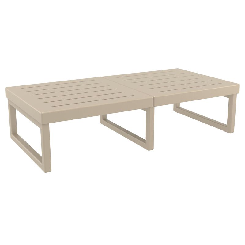51" White Patio Rectangular Lounge Coffee Table