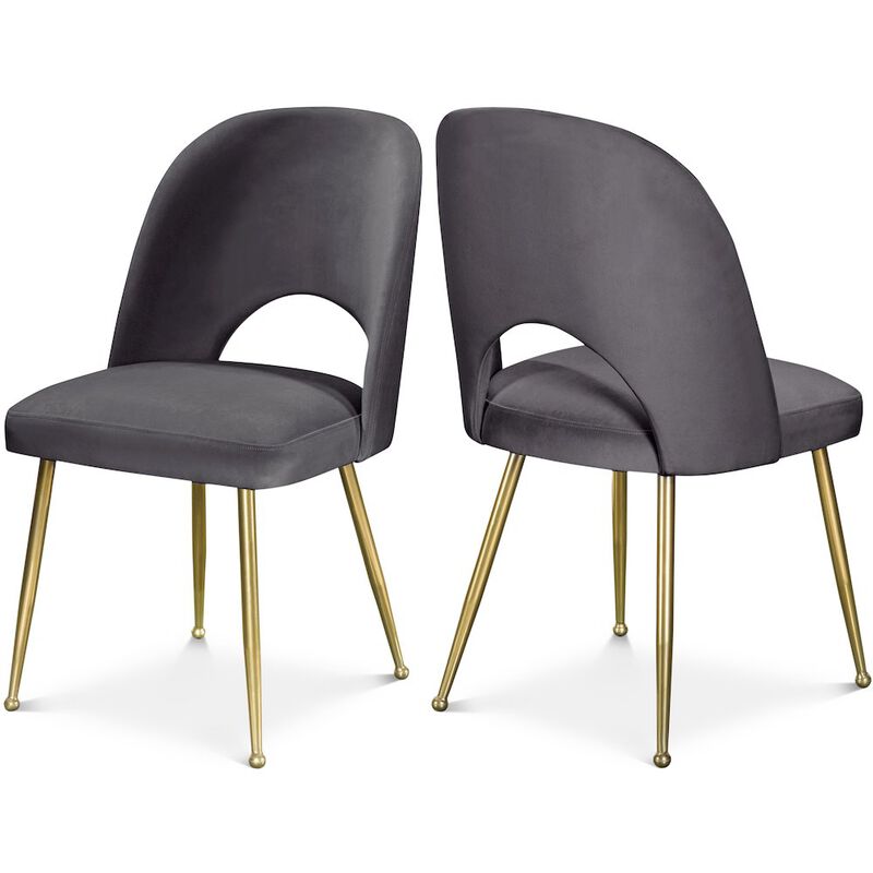 Meridian Furniture Logan Grey Velvet Dining Chair, Set of 2