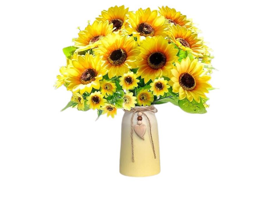 Artificial Sunflower Flowers Vase Filler Arrangement Ceramic