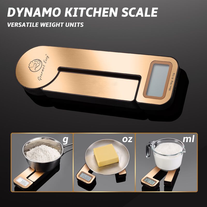 Battery-Free Technology Kitchen Scale, Dynamo Food Scale for Kitchen, Food Weight Scale up to 11 Pounds