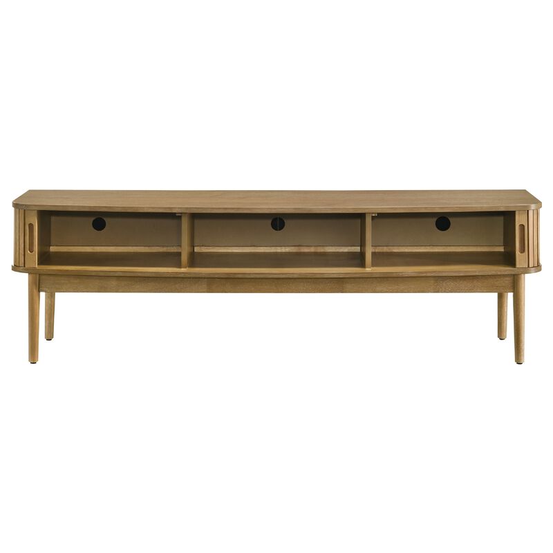 Elora TV Stand Media Console with Reeded Doors, Brown Wood 71 Inch image number 4