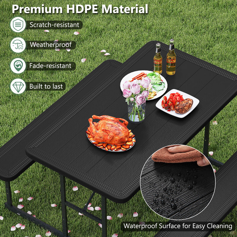 2&ndash;4 Person Outdoor Picnic Table with Benches &ndash; Rectangular Camping Dining Set