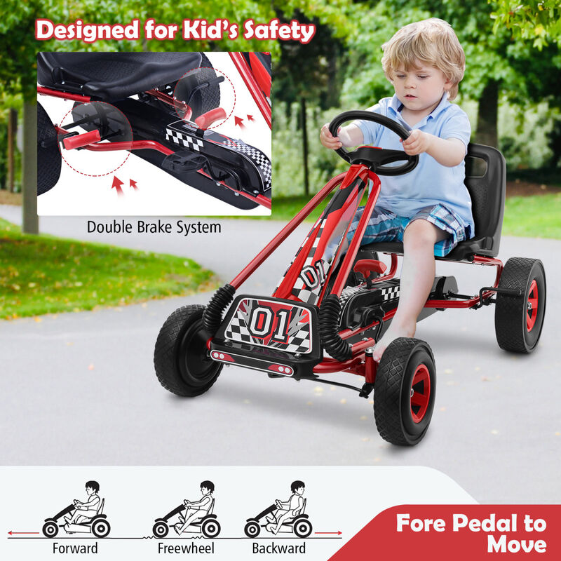 4-Wheel Kids Pedal Go-Kart Ride-On Racer Car for Outdoor Play image number 6