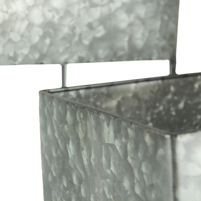 Set of 2 Galvanized Zinc Finish Square Metal Planters On Stands image number 2