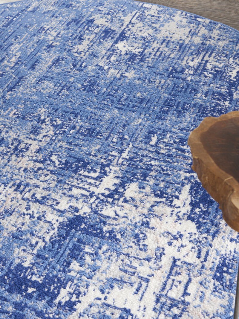 Whimsicle WHS08 Blue/Ivory 5' x Round Rug