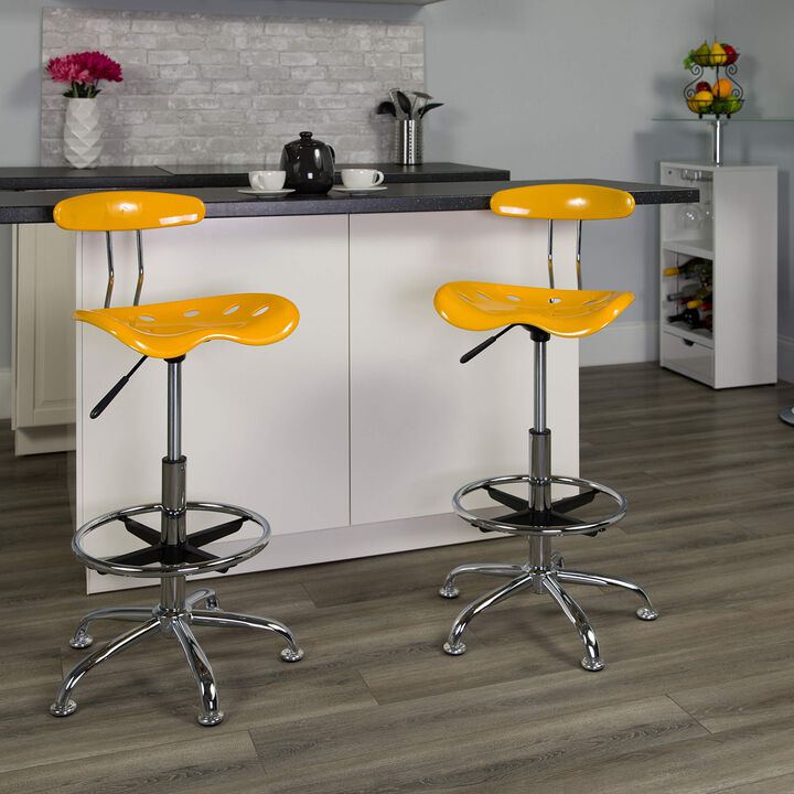 Flash Furniture Bradley Vibrant Yellow and Chrome Drafting Stool with Tractor Seat