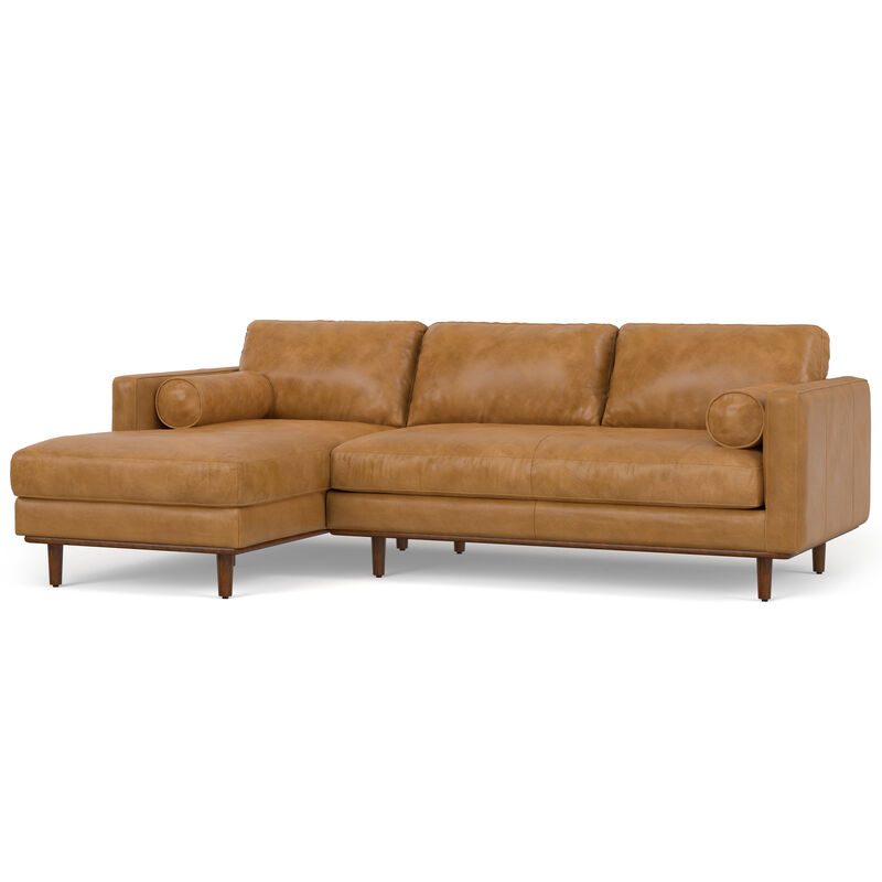 Morrison Mid Century Left Sectional 102 inch Wide Sofa Sectional in Sienna Genuine Leather