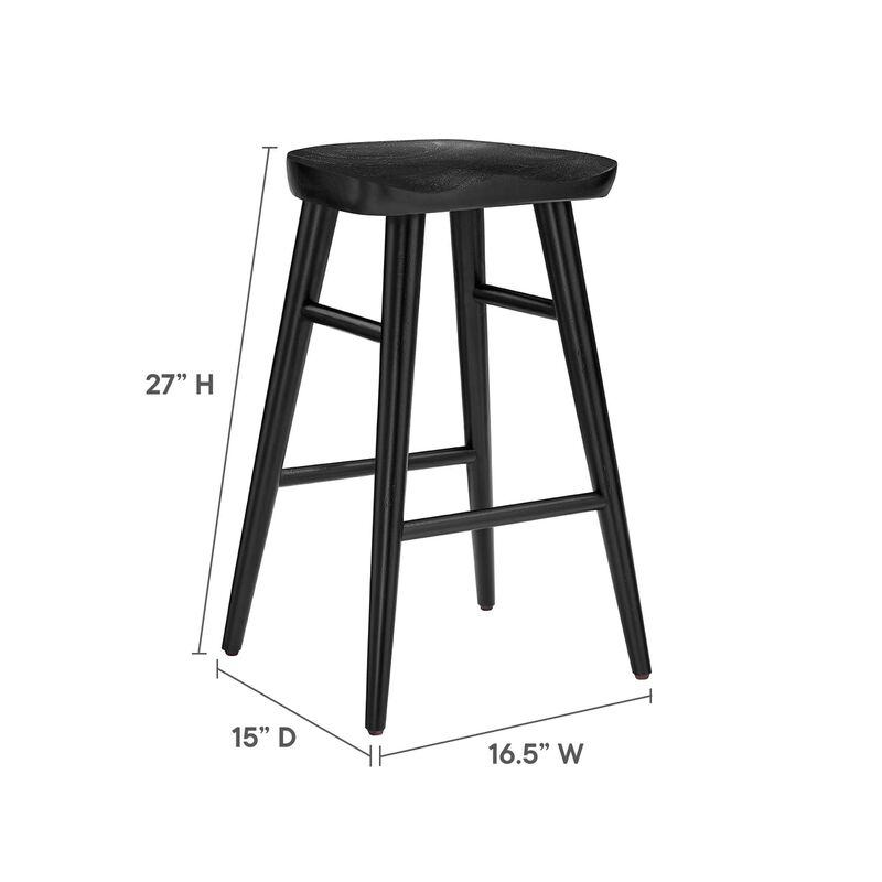 Modway EEI-6739-BLK Saville Backless Wood Counter Stools - Set of 2, Black image number 2