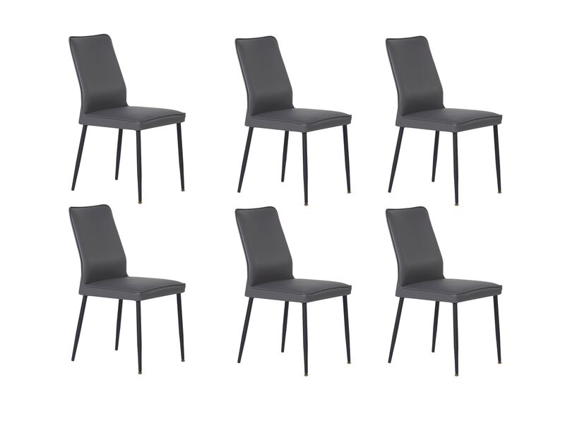 Faux Leather Dining Chair with Metal Legs, Set of 6 image number 1