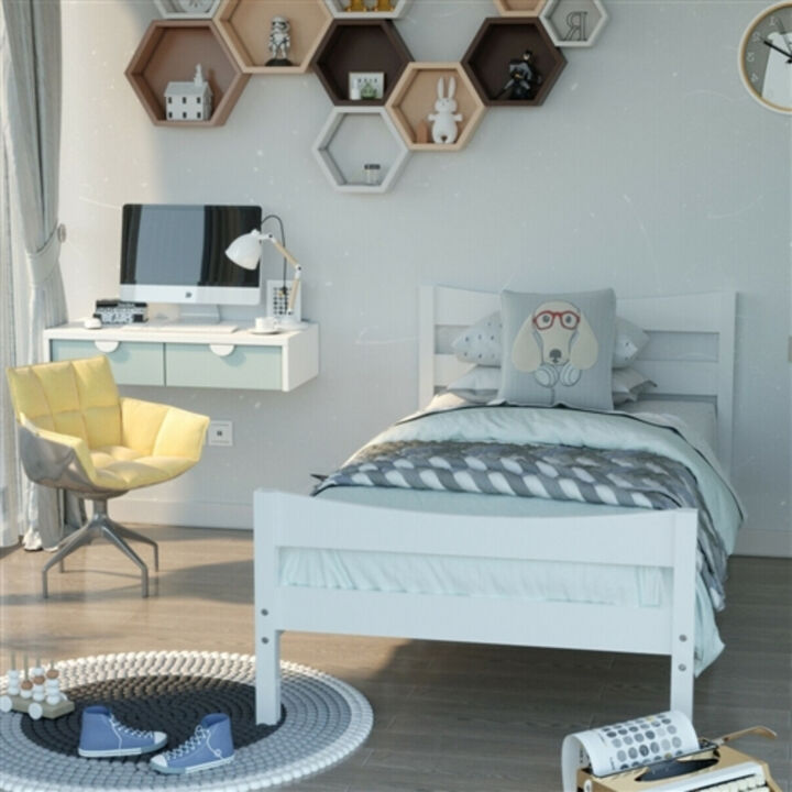 Farmhouse Style Solid Pine Platform Bed – Wood Finish Frame