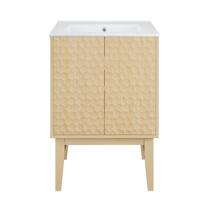 Bosse 24" Freestanding Bathroom Vanity in Natural Oak with Sink Top image number 0
