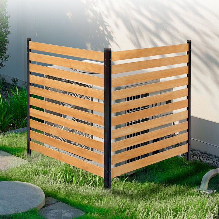 Outdoor Wood Privacy Screen Fence for AC Unit, Pool Equipment & Trash Can Cover