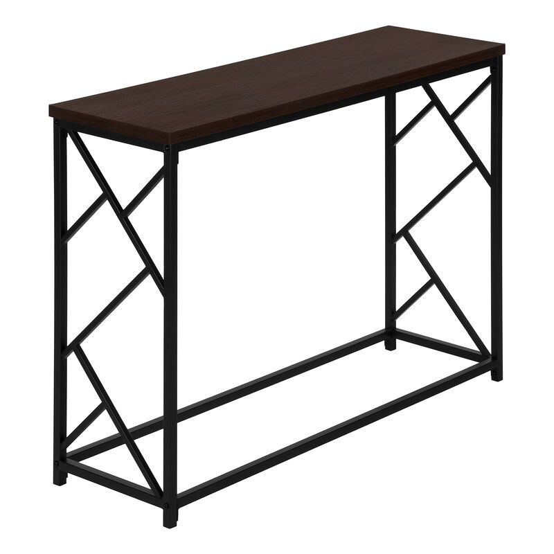 Monarch Specialties I 3534 Accent Table, Console, Entryway, Narrow, Sofa, Living Room, Bedroom, Metal, Laminate, Brown, Black, Contemporary, Modern image number 1