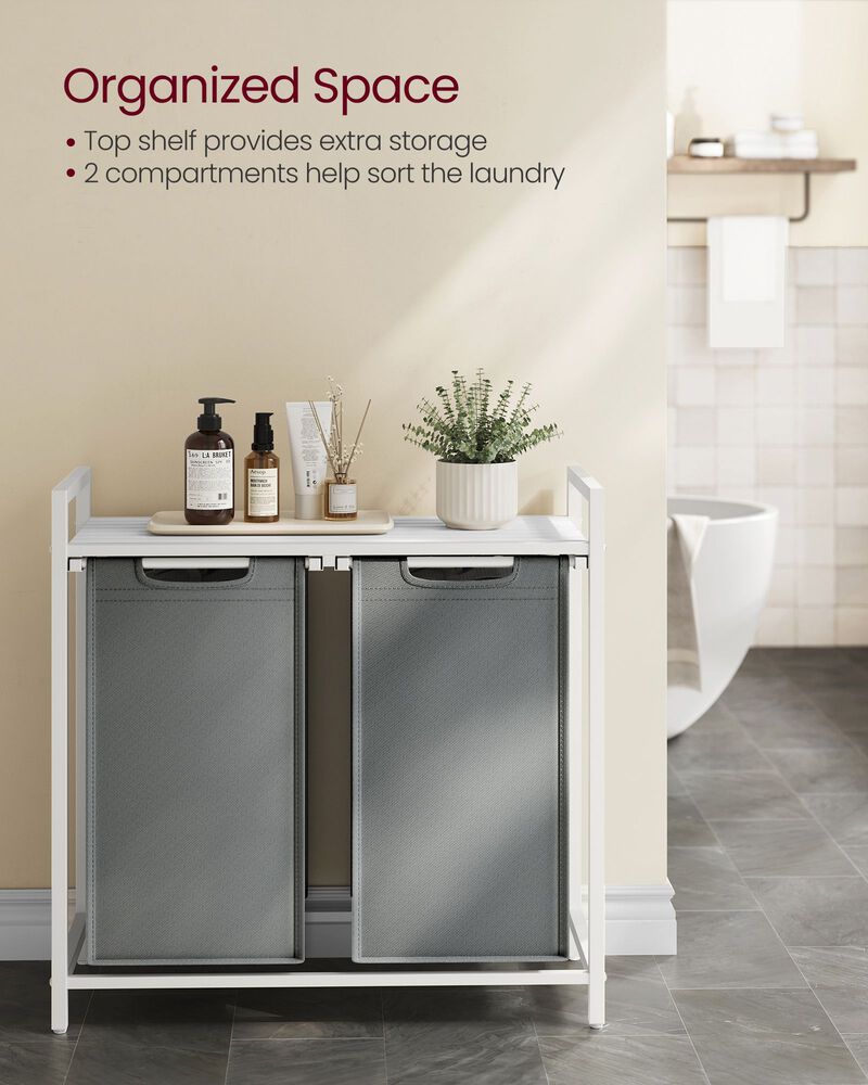 Laundry Hamper with 2 Pull-Out Bags and Removable Bins for Easy Laundry Sorting image number 2