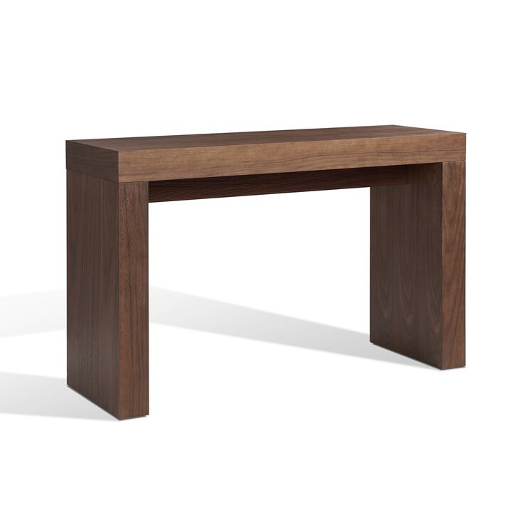 Libi 47 Inch Console Table, Minimalist Rectangular Top, Lacquered Brown