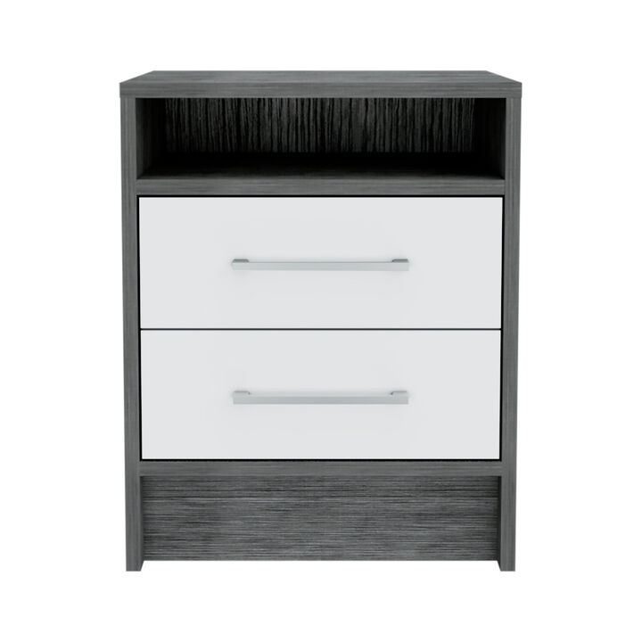 Contemporary Wood Nightstand with 2 Drawers &ndash; Functional Bedroom Storage