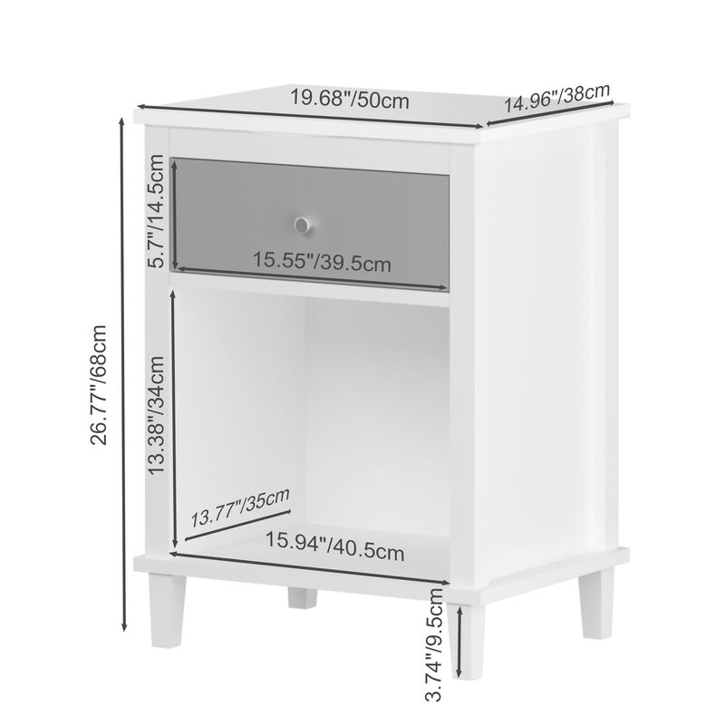 26.8" Assembled Wooden Nightstand 1-Drawer 1-Shelf for Kids Adults image number 6