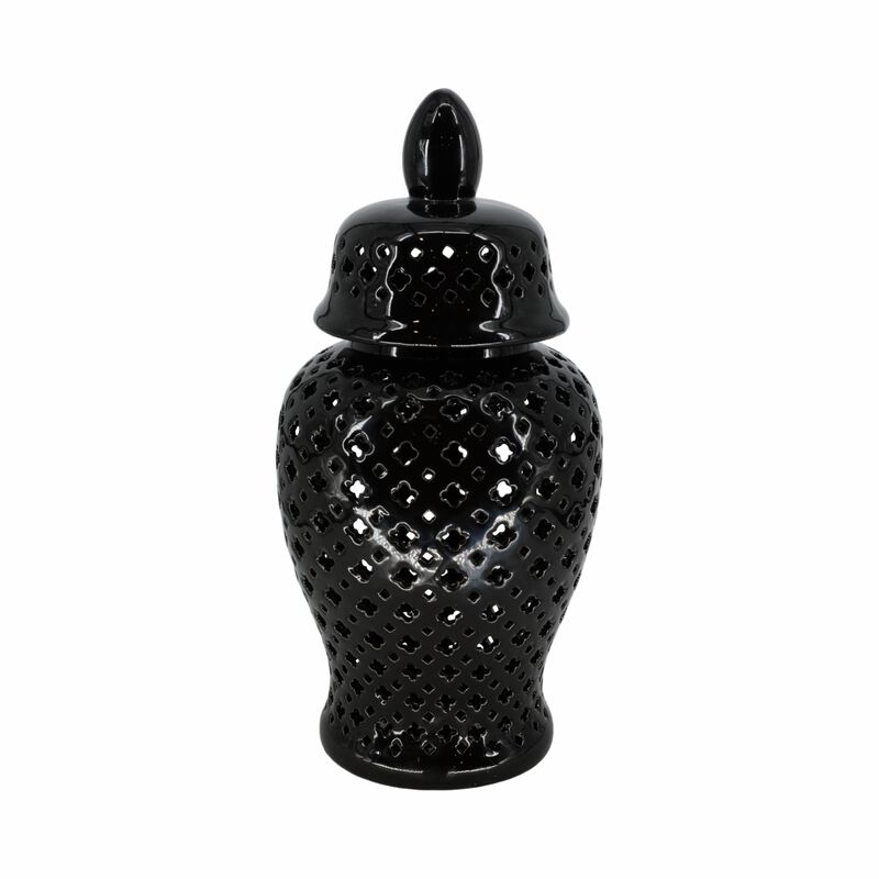 24" Cut-out Clover Temple Jar, Black image number 0