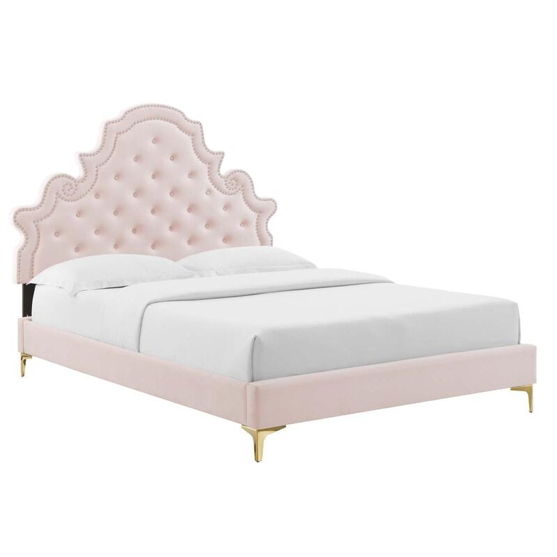 Gwyneth Tufted Performance Velvet Queen Platform Bed image number 0