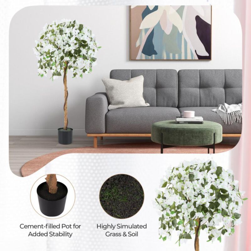 Hivvago 4.5 Feet Artificial Azalea Tree with Cement Pot