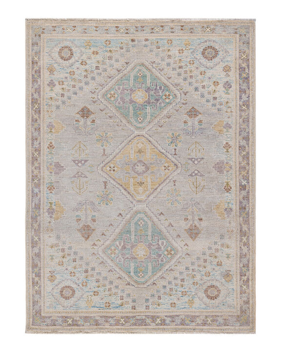 Oushak, One-of-a-Kind Hand-Knotted Area Rug  - Ivory, 4' 11" x 6' 8"