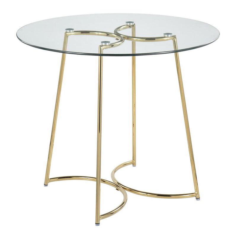 LumiSource Gold Steel, Clear Glass Cece Dinette Table
