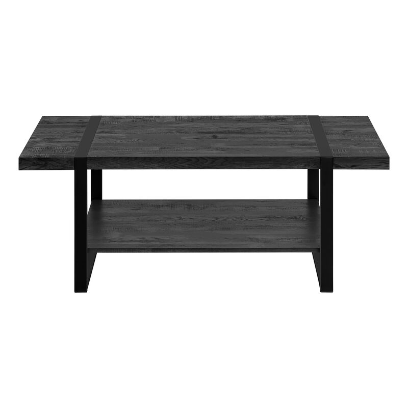 Monarch Specialties I 2860 Coffee Table, Accent, Cocktail, Rectangular, Living Room, 48"L, Metal, Laminate, Black, Contemporary, Modern
