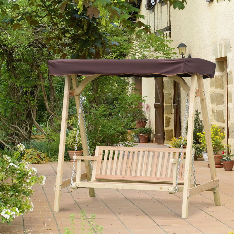 Outside Backyard Patio & Swing Bench w/ Adjustable Water-Fighting Canopy