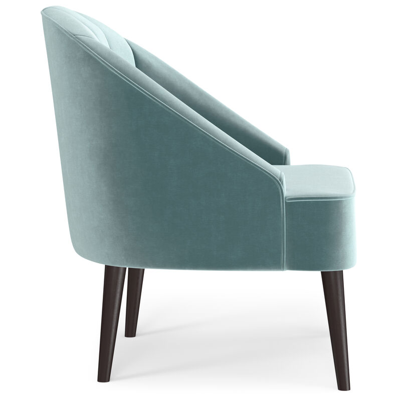 Harrah 33 inch Wide Contemporary Accent Chair in Seafoam Blue Velvet fabric