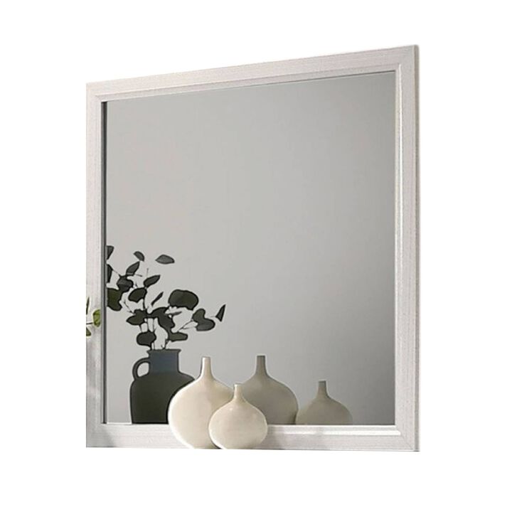 Erica Dresser Vanity Mirror, 39 Inch Modern Style White Wood Frame