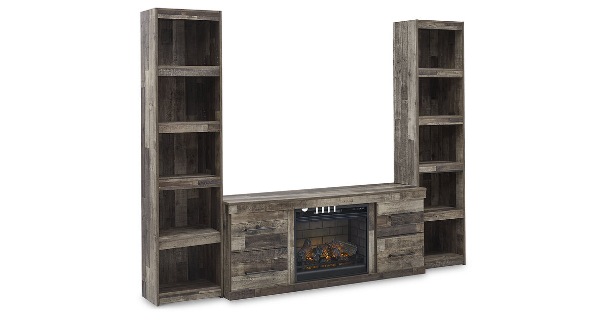 Derekson 3-Piece Entertainment Center with Electric Fireplace Insert