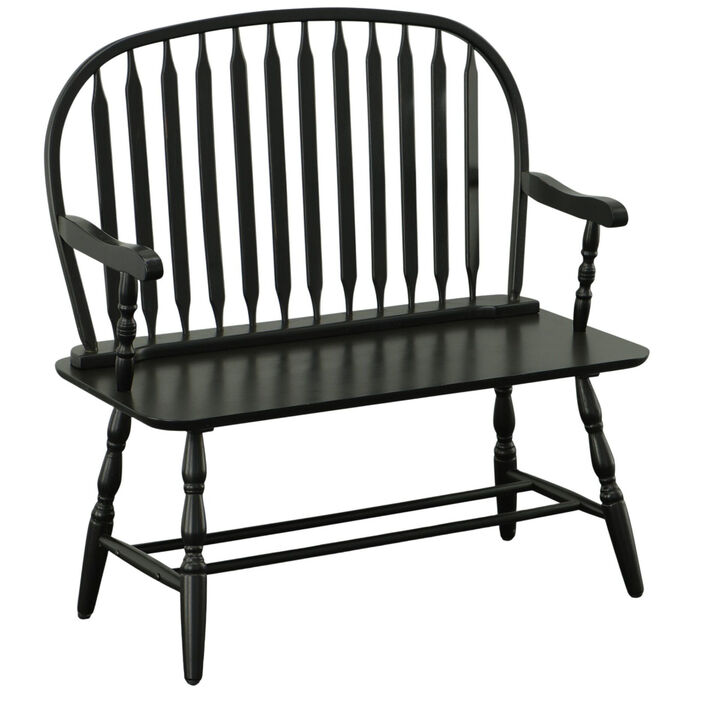HomeRoots 44" Wood Windsor Spindle Back Bench