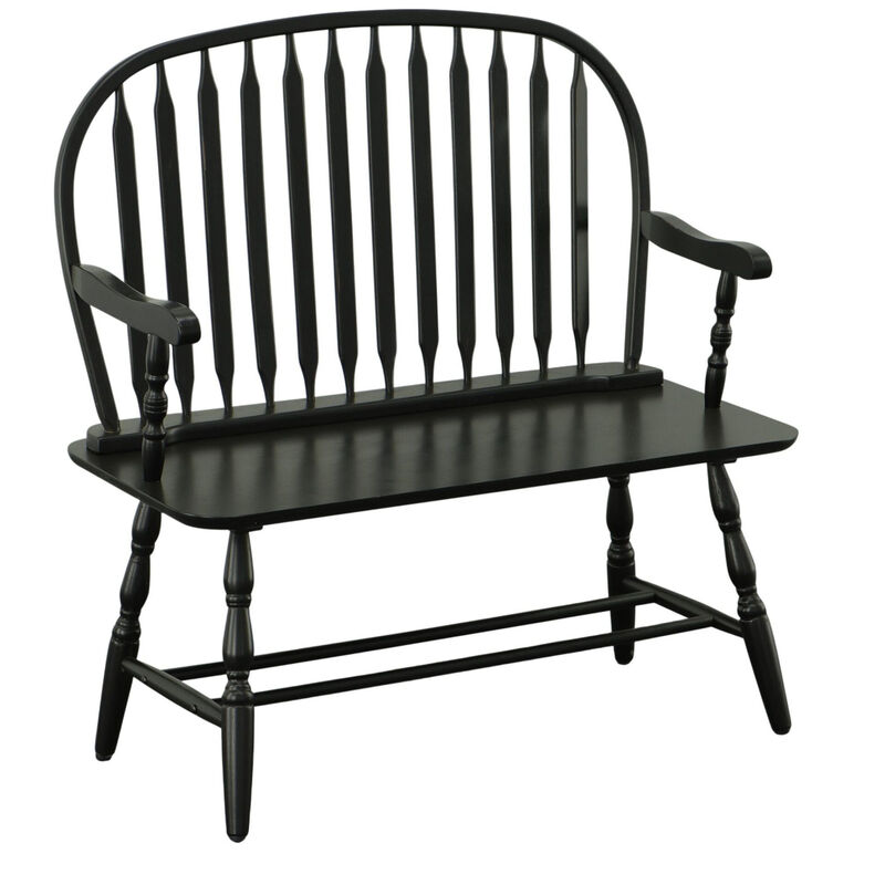HomeRoots 44" Wood Windsor Spindle Back Bench image number 0