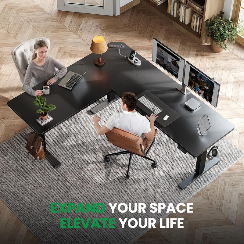 ShipItFurniture L-Shaped Adjustable Standing Desk 63x55 Inches Black image number 1