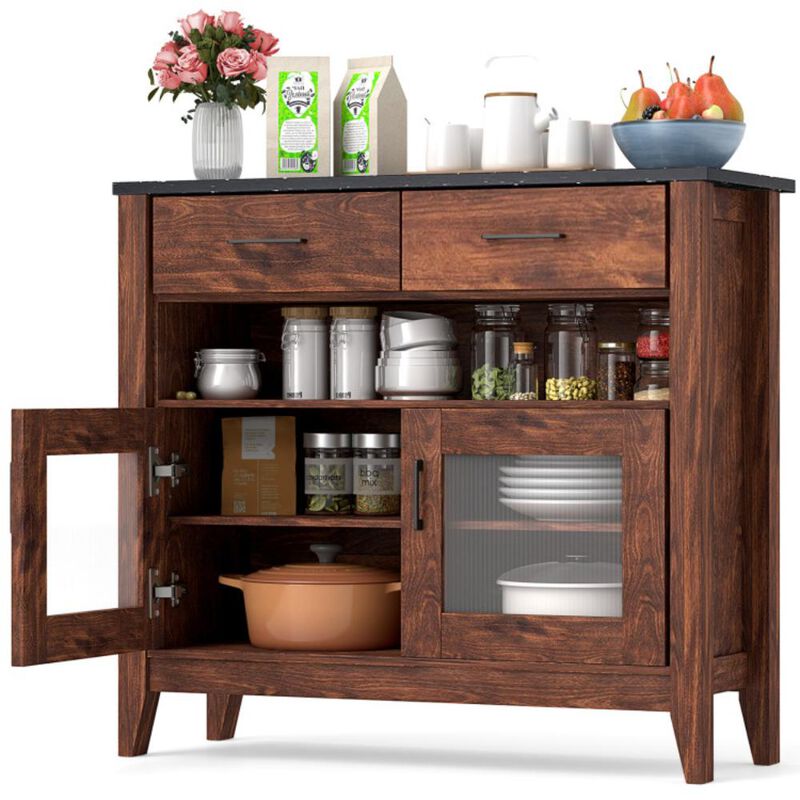Hivvago Coffee Bar Cabinet with 2 Drawers and 1 Open Compartment