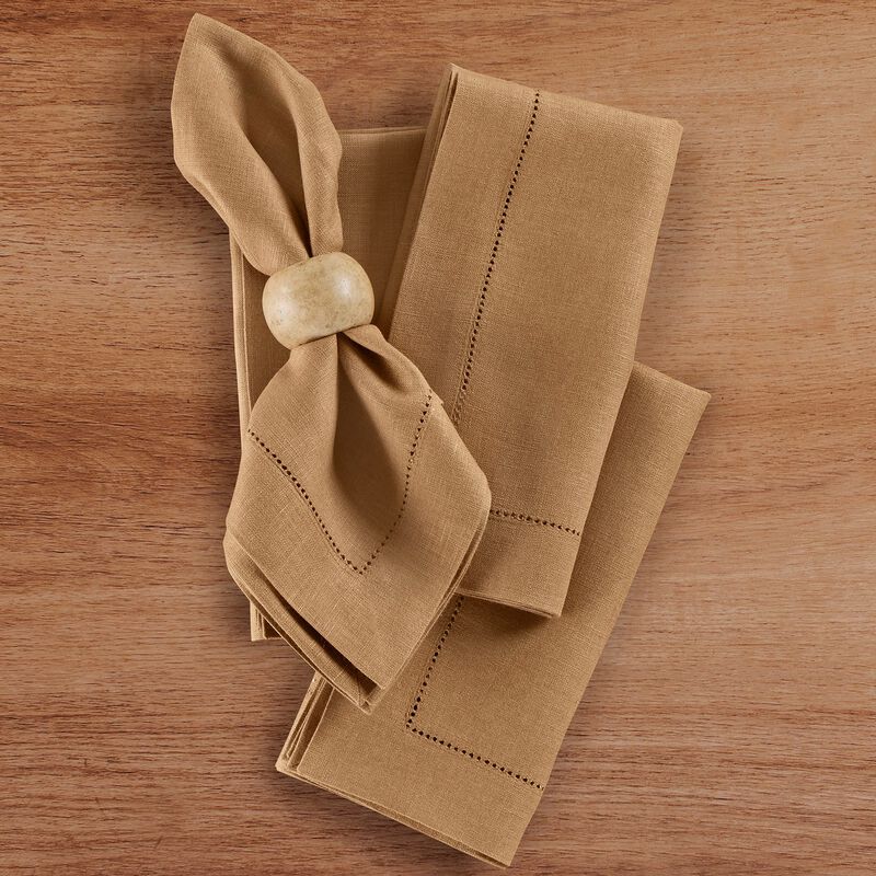 Solino Home 100% Pure Linen Dinner Napkins Set of 4 - Medium Weight Hemstitch