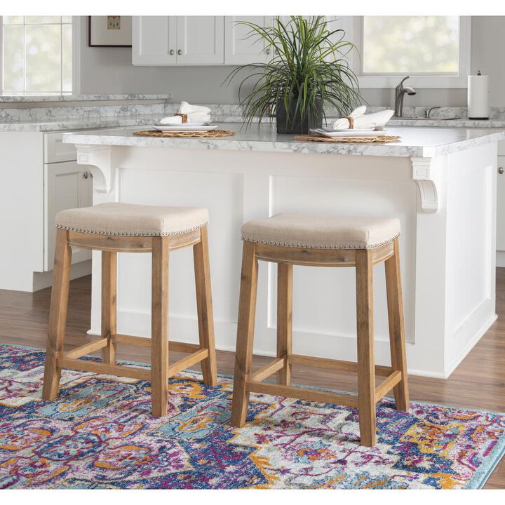 Linon Claridge Acacia Counter Stool