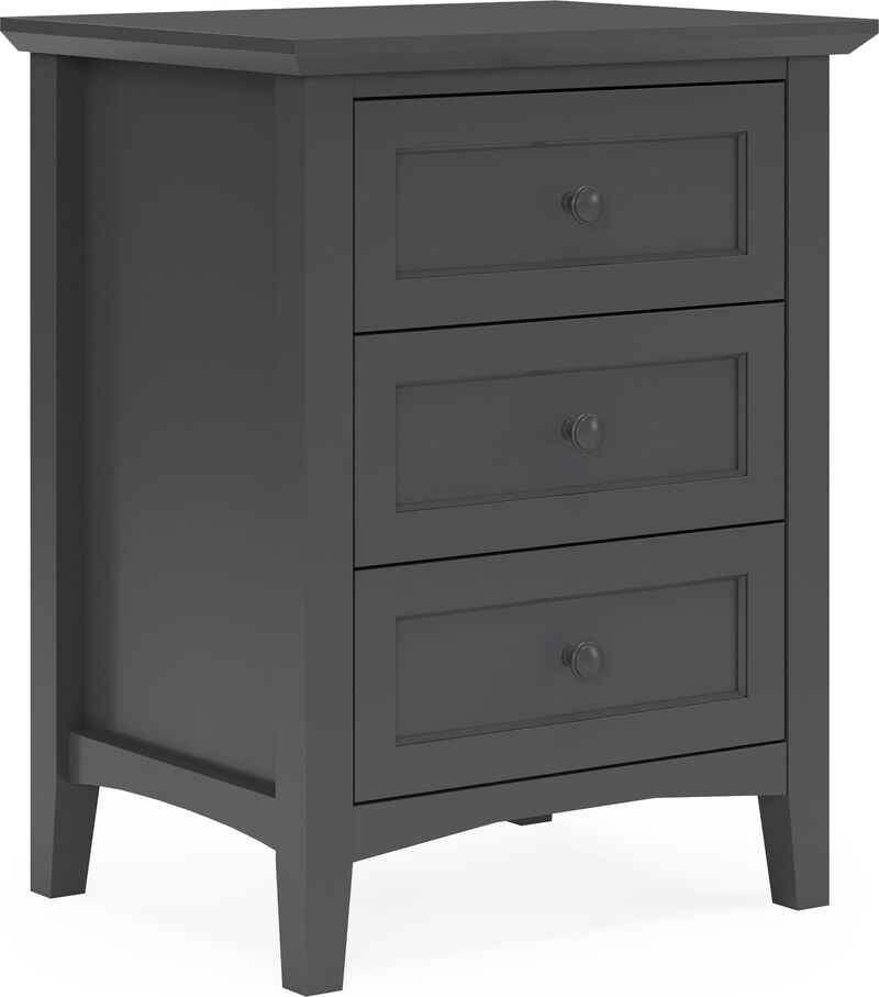 Grace Three Drawer Nightstand in Raven Black