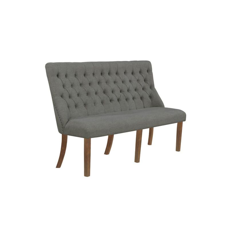 Best Quality Furniture Dark Gray Linen Fabric Dining Bench