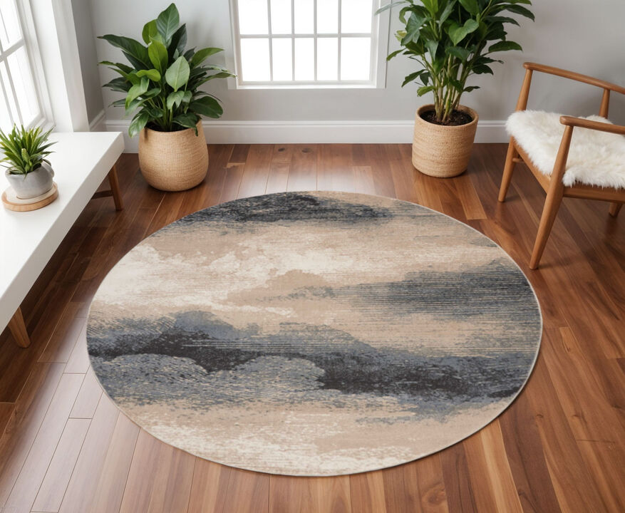 HomeRoots Abstract Non Skid Round Rug