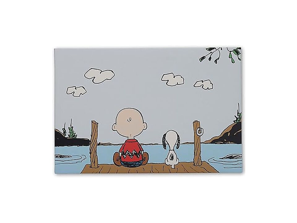 Peanuts Charlie Brown Snoopy Dock Gallery Wrapped Canvas Wall Decor Peaceful Art